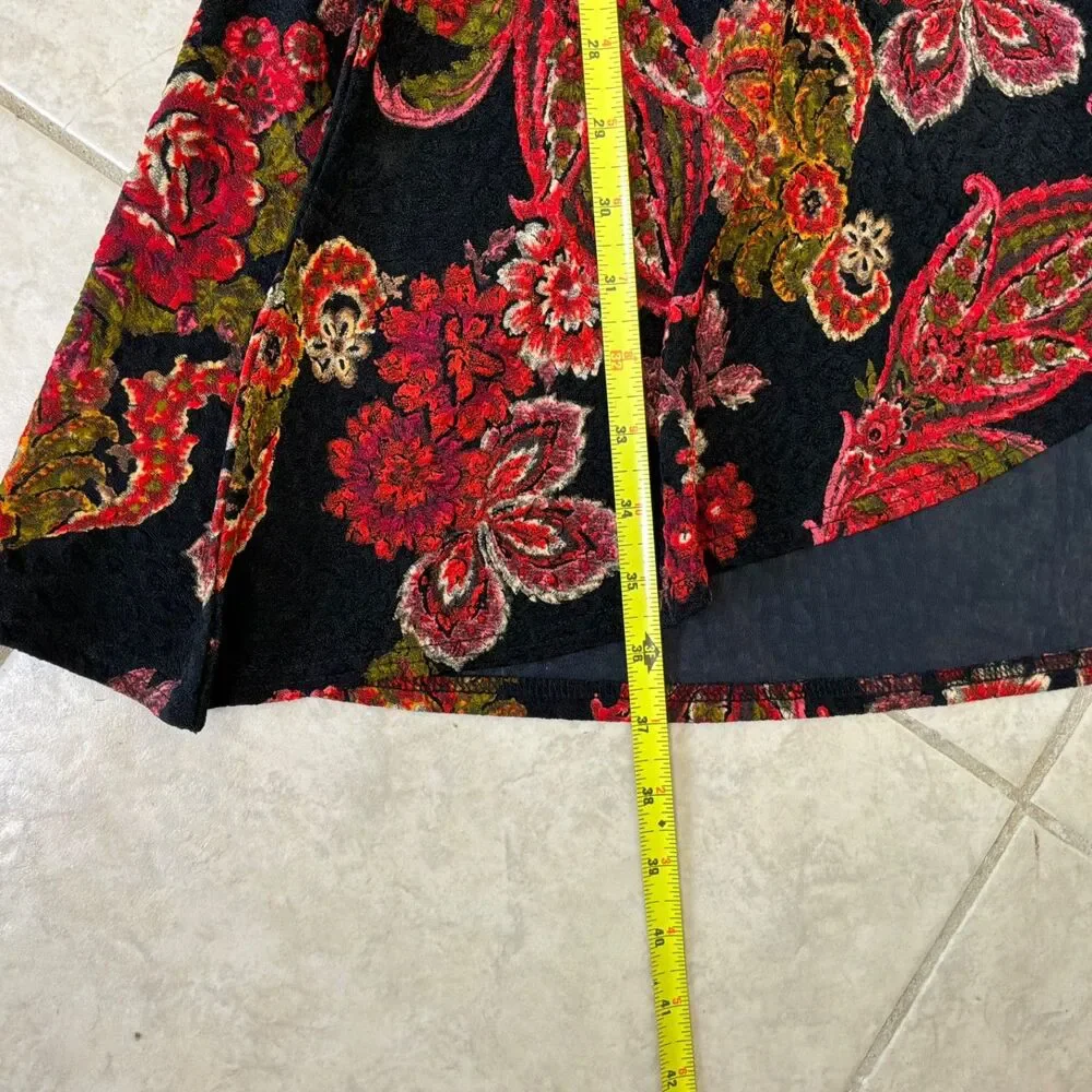 Coldwater Creek Maxi skirt women’s size L  VTG Boho Elastic Waist Dark floral